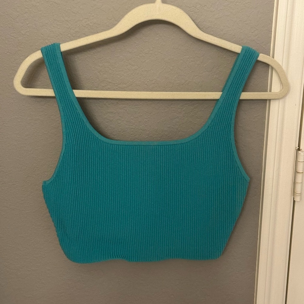 NWT Aritzia Babaton Scult Knit Squareneck Blue